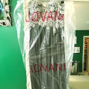 Jovani Gray Strapless Formal Gown